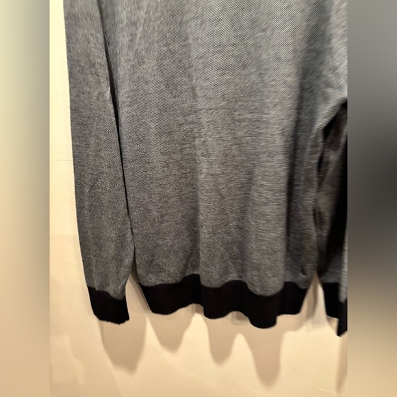 Men's Gray Sweater with Black Accents brooks brothers wool quarter zip fancy men - Picture 2 of 13